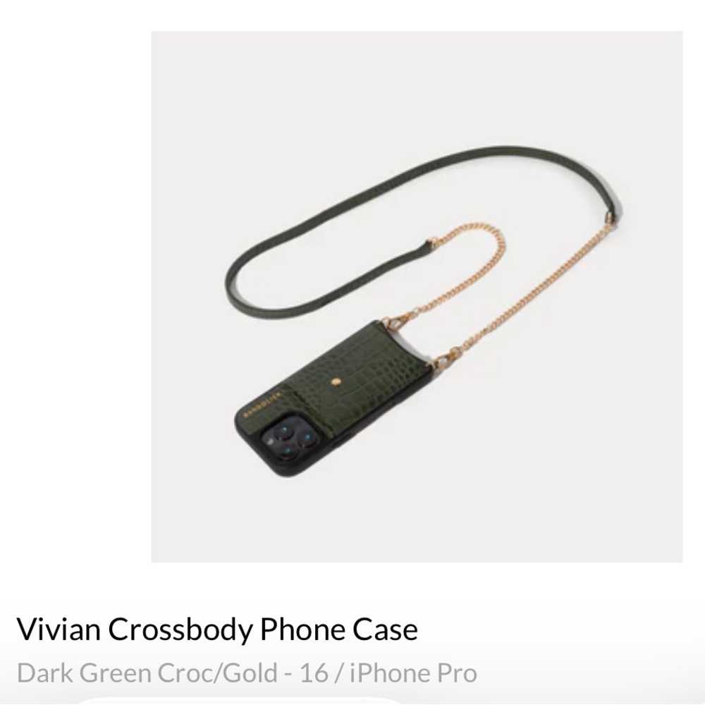 Bandolier Viviana Dark Green Croc Phone Case with Gold Chain